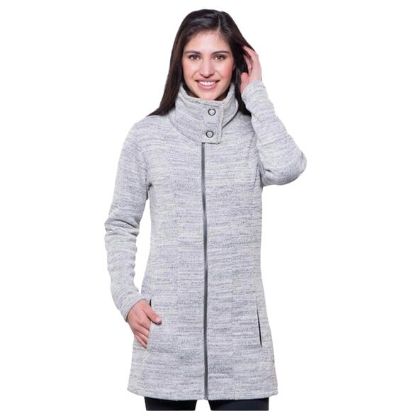 Kuhl Alaska Long Zip Front Sweater Jacket Heather Gray Black Marbled Size Small - Picture 1 of 16